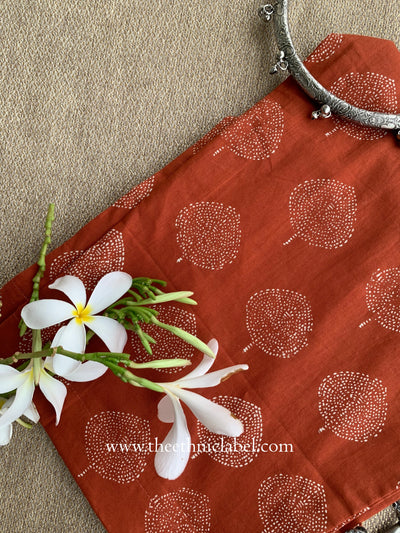 Rust Printed Cotton Straight Pants