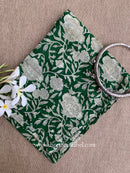 Green Printed Cotton Straight Pants
