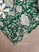 Green Printed Cotton Straight Pants