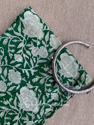 Green Printed Cotton Straight Pants