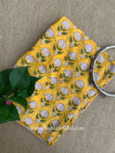 Yellow Printed Cotton Straight Pants