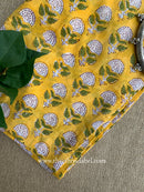 Yellow Printed Cotton Straight Pants
