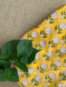 Yellow Printed Cotton Straight Pants