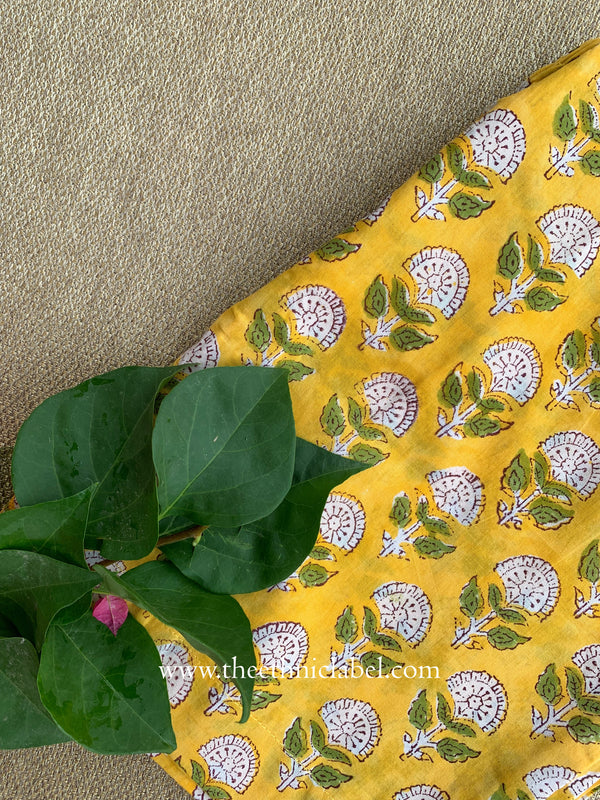 Yellow Printed Cotton Straight Pants