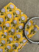 Yellow Printed Cotton Straight Pants
