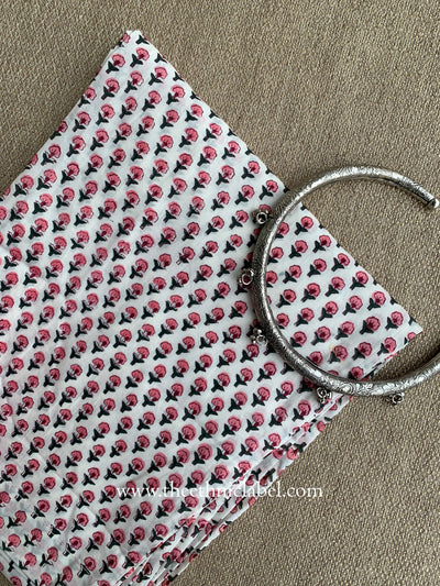 White Printed Cotton Straight Pants