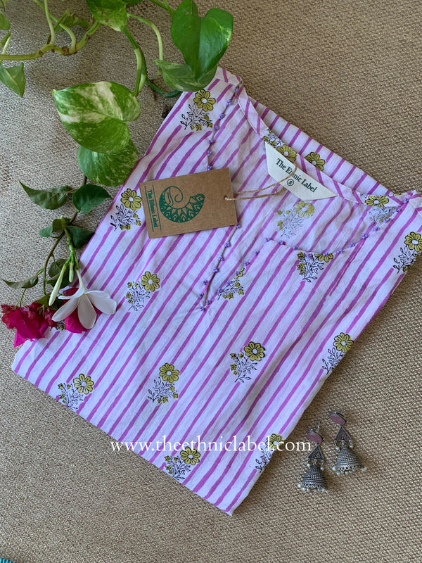 "Pavani" Hand Block Printed Cotton kurta