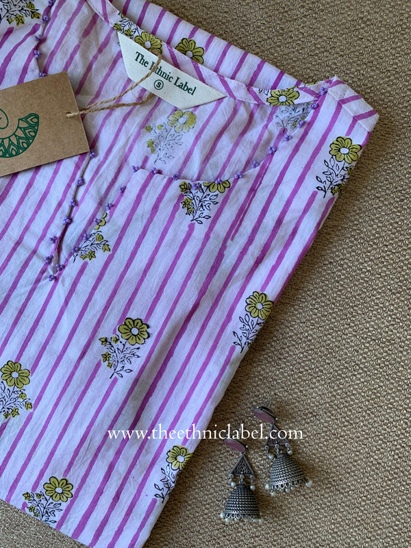 "Pavani" Hand Block Printed Cotton kurta