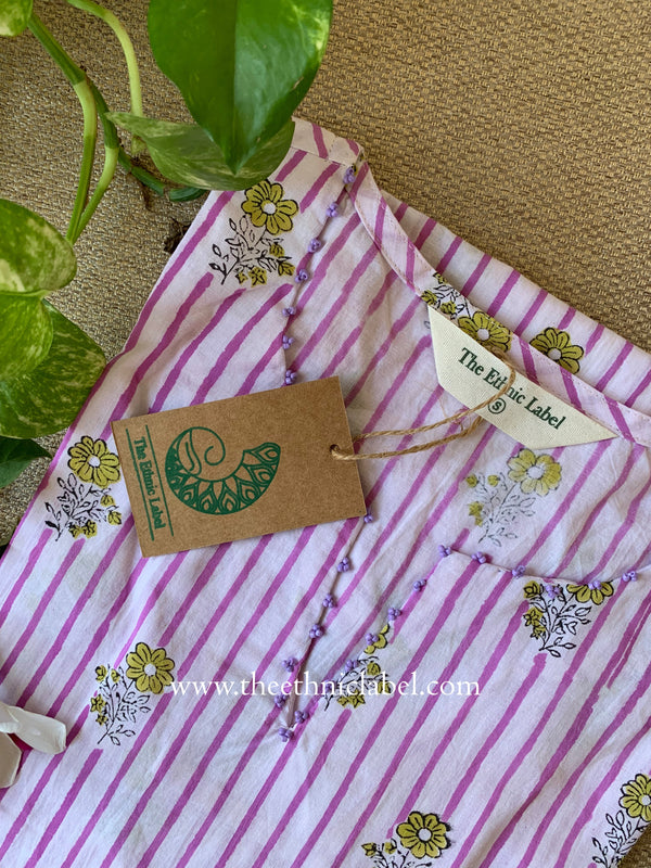"Pavani" Hand Block Printed Cotton kurta
