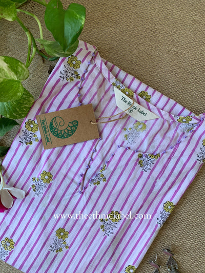 "Pavani" Hand Block Printed Cotton kurta