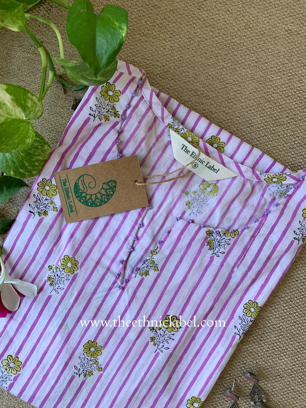 "Pavani" Hand Block Printed Cotton kurta