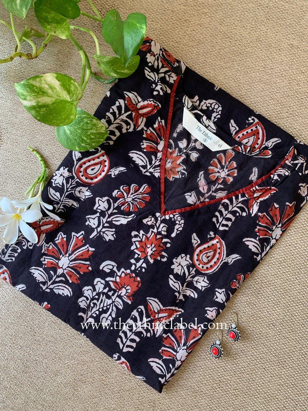 "Kachnar" Hand Block Printed Bagru Cotton kurta