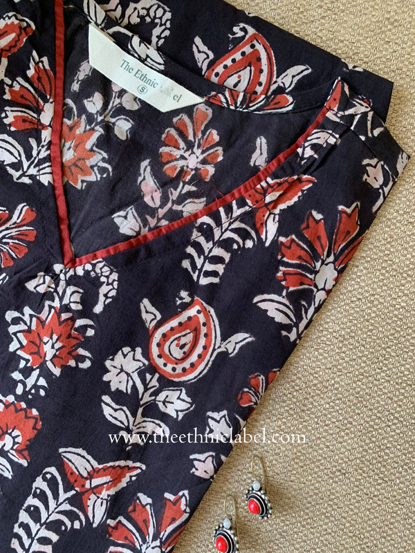 "Kachnar" Hand Block Printed Bagru Cotton kurta