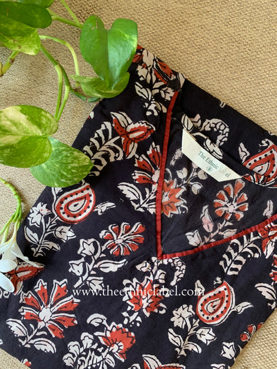 "Kachnar" Hand Block Printed Bagru Cotton kurta