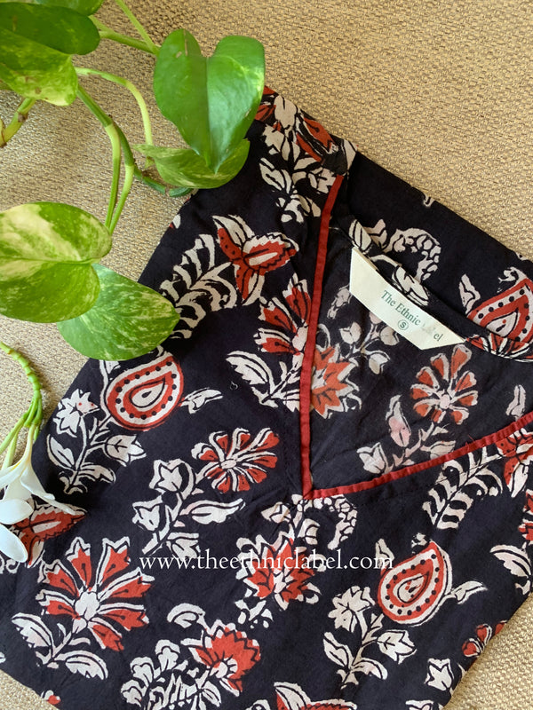 "Kachnar" Hand Block Printed Bagru Cotton kurta
