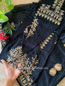 "Kajra" Black Silk Kurta Set with Dupatta (3pc)