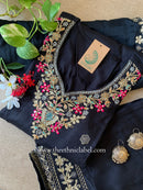 "Ziya" Black Silk Kurta Set with Dupatta(3pc)