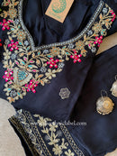 "Ziya" Black Silk Kurta Set with Dupatta(3pc)