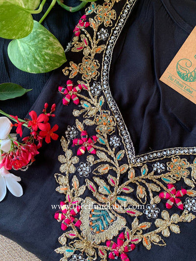 "Ziya" Black Silk Kurta Set with Dupatta(3pc)