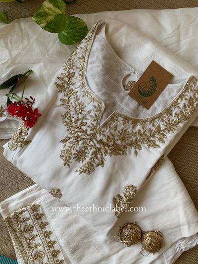 "Ivory" Silk Kurta Set with Dupatta (3pc)