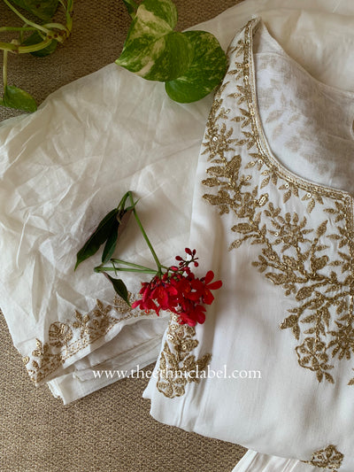 "Ivory" Silk Kurta Set with Dupatta (3pc)