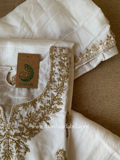 "Ivory" Silk Kurta Set with Dupatta (3pc)