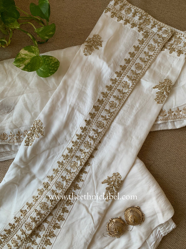 "Ivory" Silk Kurta Set with Dupatta (3pc)