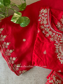 "Kashish" Red Silk Short Kurta with Palazzo and Dupatta(3pc)