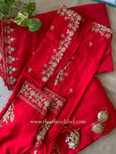 "Kashish" Red Silk Short Kurta with Palazzo and Dupatta(3pc)