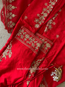 "Kashish" Red Silk Short Kurta with Palazzo and Dupatta(3pc)
