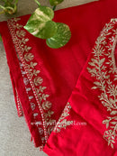 "Kinjal" Red Silk Kurta Set with Dupatta (3pc)