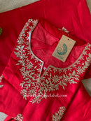 "Kinjal" Red Silk Kurta Set with Dupatta (3pc)