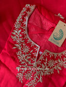 "Kinjal" Red Silk Kurta Set with Dupatta (3pc)