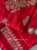 "Kinjal" Red Silk Kurta Set with Dupatta (3pc)