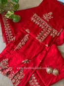 "Kinjal" Red Silk Kurta Set with Dupatta (3pc)