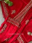 "Kinjal" Red Silk Kurta Set with Dupatta (3pc)