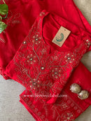 "Rasa" Red Silk Kurta Set with Dupatta(3pc)