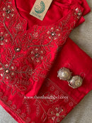"Rasa" Red Silk Kurta Set with Dupatta(3pc)