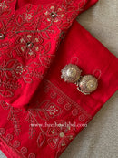 "Rasa" Red Silk Kurta Set with Dupatta(3pc)
