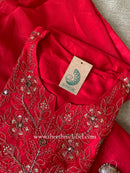 "Rasa" Red Silk Kurta Set with Dupatta(3pc)