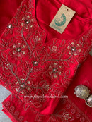 "Rasa" Red Silk Kurta Set with Dupatta(3pc)