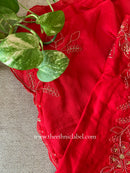 "Rasa" Red Silk Kurta Set with Dupatta(3pc)