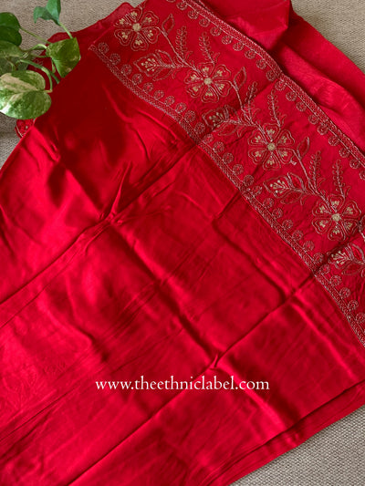 "Rasa" Red Silk Kurta Set with Dupatta(3pc)