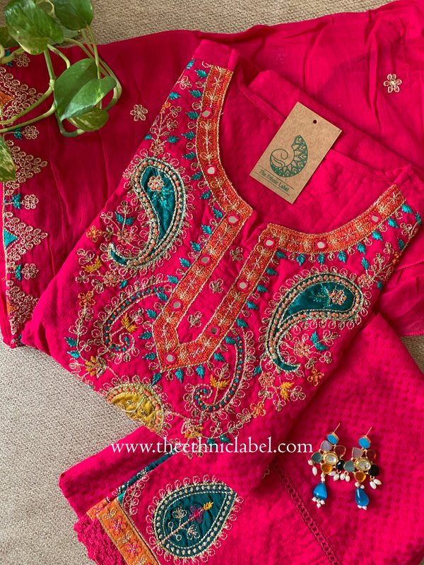 "Nayaab" Rani Cotton Kurta Set with Dupatta (3pc)