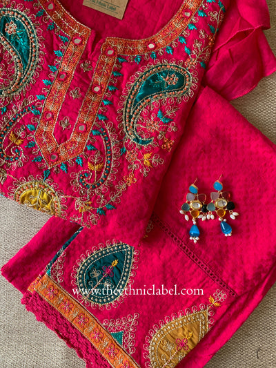 "Nayaab" Rani Cotton Kurta Set with Dupatta (3pc)