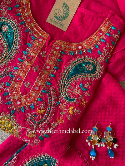 "Nayaab" Rani Cotton Kurta Set with Dupatta (3pc)