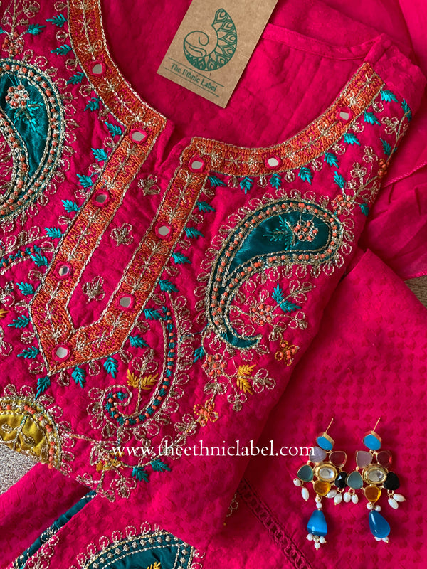 "Nayaab" Rani Cotton Kurta Set with Dupatta (3pc)