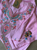 "Naaz" Pink Silk Kurta Set with Scalloped Dupatta (3pc)