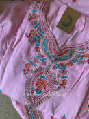 "Naaz" Pink Silk Kurta Set with Scalloped Dupatta (3pc)