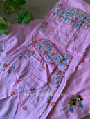"Naaz" Pink Silk Kurta Set with Scalloped Dupatta (3pc)
